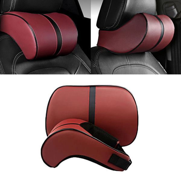 

car leather lumbar back support memory foam neck pillow cushion auto seat supports chair pillow car styling