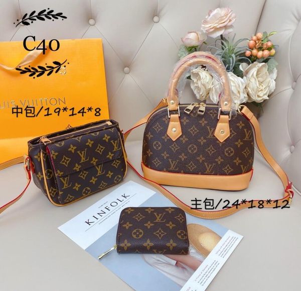 

2020 3pcs set classic designer womens handbags ladies tote leather clutch shoulder bags female purse with wallet tote d01