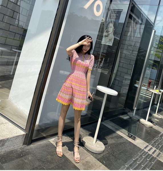 

2020 new lady`s summer fashion knitted dress