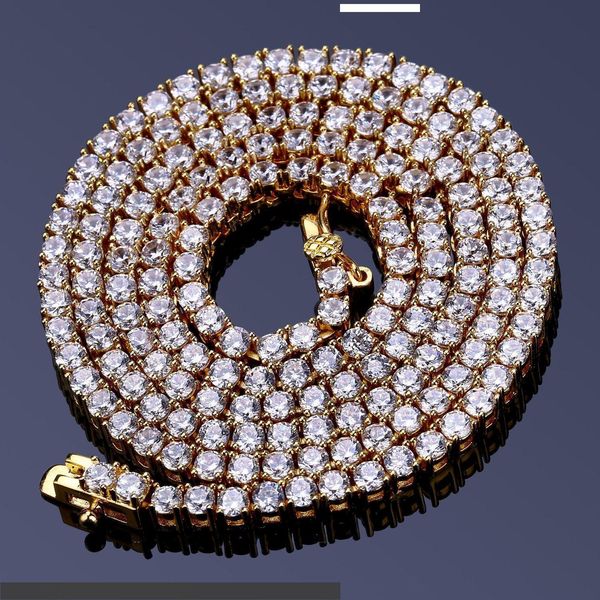 

micro zircon necklace hip hop jewelry single row 2.5mm man necklace tennis chain, Silver