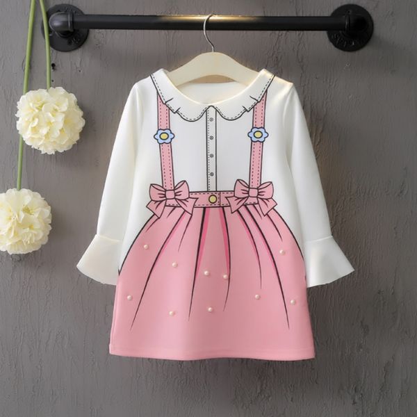 

baby girl dress 3-8t toddler children new autumn girls cute cartoon print temperament long sleeve sweet princess dress #m, Red;yellow