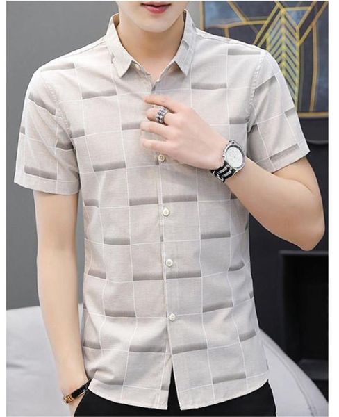 

мужские дизайнерские рубашки лето с коротким рукавом мандарин воротник мужские клетчатые рубашки мода повседневная мужская одежда, White;black