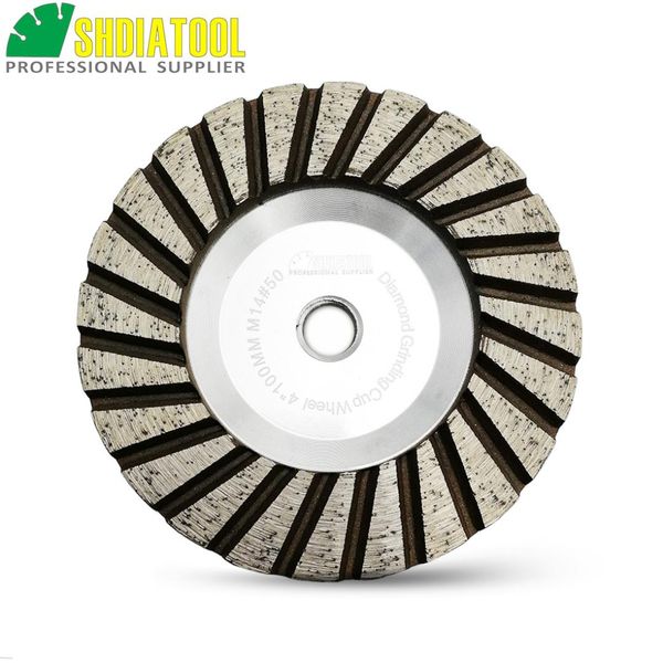 

shdiatool 1pc dia 100mm aluminum based grinding cup wheel m14 or 5/8-11 thread 4inch diamond grinding disc lower noise