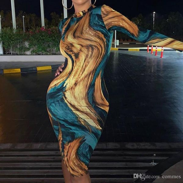 

женская печати bodycon платья сексуальные скины хип платье мода контрастность цвет платья повседневная с длинным рукавом стенд воротник плат, Black;gray