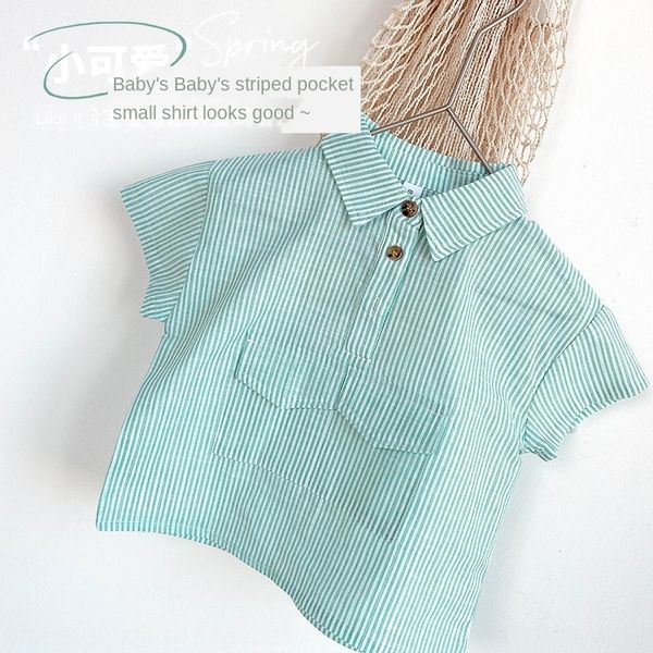 

clothing 2020 baby and shirt children's clothing children's western style chest big pocket short sleeve shirt a304, White;black