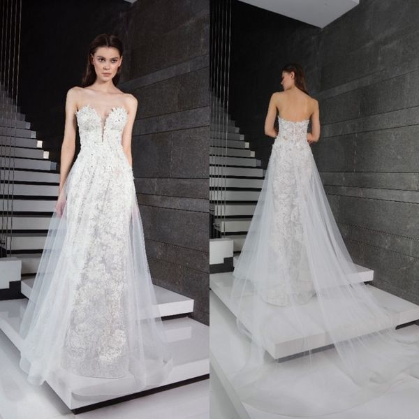 Abiti da sposa Tony Ward A Line Nuovo abito da sposa bohémien con applicazioni in pizzo e perline in tulle Abiti da sposa Boho