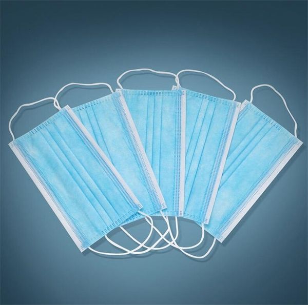 

2020 face masks blue non woven fog dust pm 2.5 mouth masks er earloop 3 mouth mask ply filtration face masks