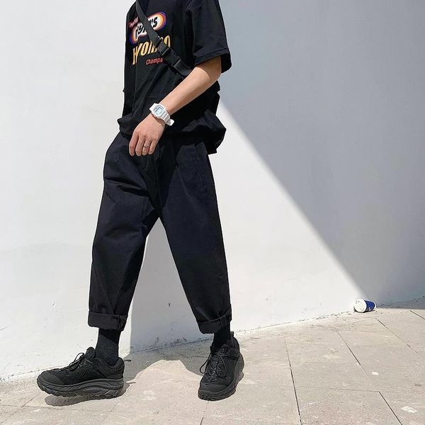 

men's pants 2021 simple leisure mens cotton loose fashion trend black color casual male trousers plus size m-xl