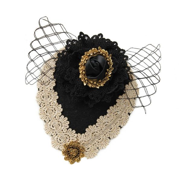 

womens european gothic flower veil hairpin vintage party hair clip hat headdress