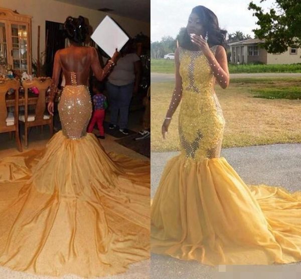 

modest yellow mermaid prom dresses sleeveless illusion sequins mermaid 2019 custom made lace applique scoop neck evening party gown, Black