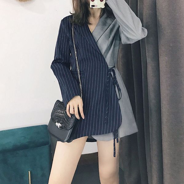 

2018 autumn winter korean suit blazer women new casual patchwork women jackets fashion long sleeve blazer outerwear, White;black