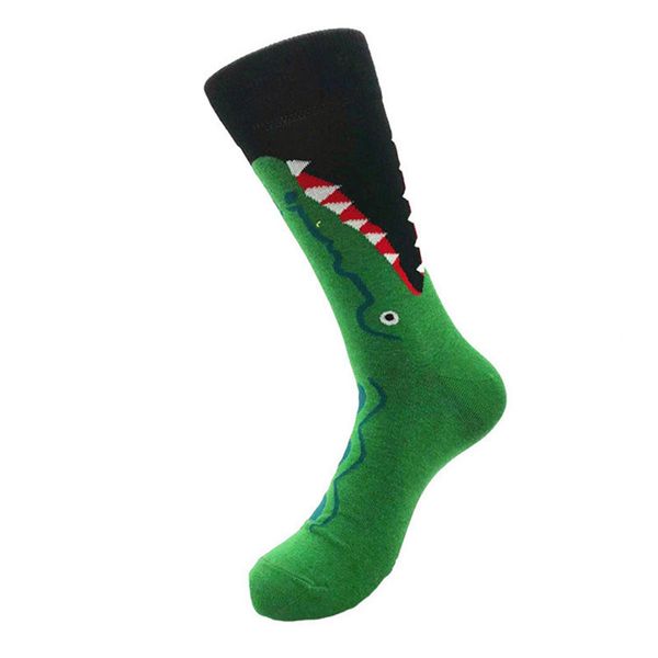 

1 pair men socks combed cotton cartoon animal bird shark zebra watermelon sea food geometric novelty funny socks, Black