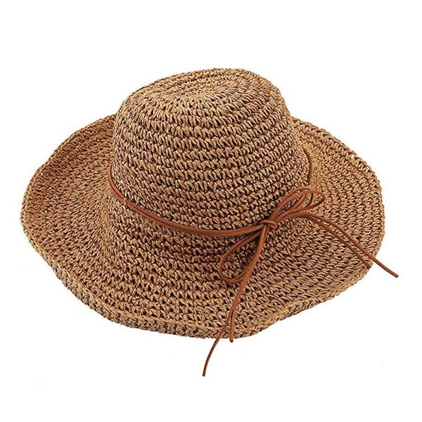 

women's wide brim caps foldable summer beach sun straw hats (light khaki, Blue;gray