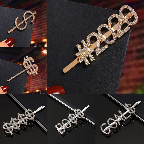 New Hair Pins 12 Style Crystal Shiny Rhinestones Word Letters Hair