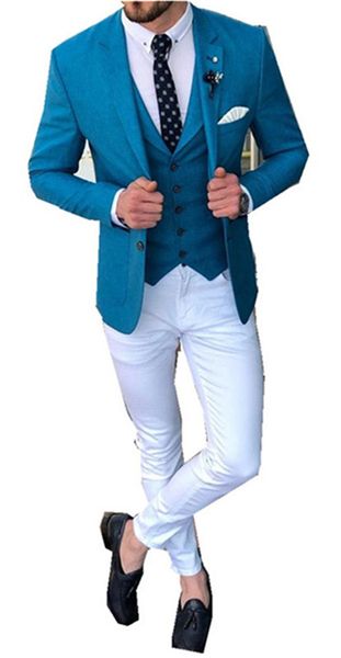 

handsome blue 3 pieces men suits notch lapel slim fit evening party prom suit wedding tuxedos for men custom made, Black;gray