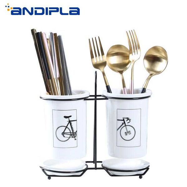 

simple nordic kitchen organizer accessories ceramic chopsticks spoon knife fork storage rack draining rack tableware storage box