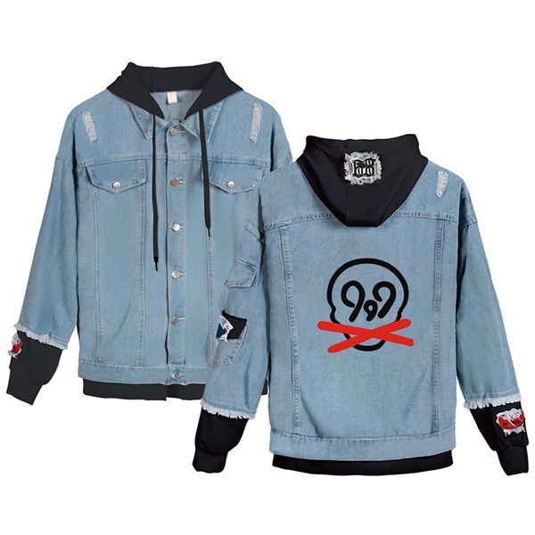 

rapper juice wrld mens jacket designer hooded single breasted mens jeans jacket fashion casual denim coats, Black;brown