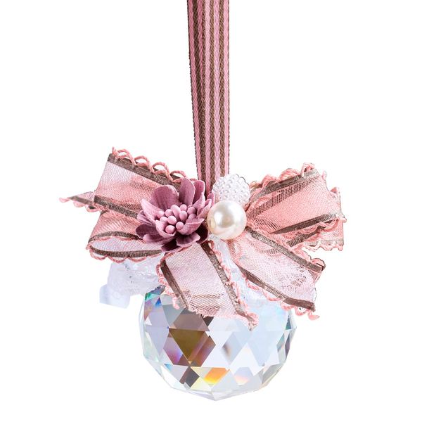 

h&d car charm crystal for rear view mirror/crystal suncatcher for window rainbow maker hanging decor for christmas tree (pink