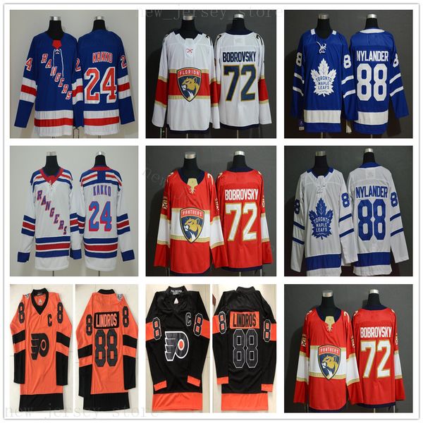 

2020 new ice hockey jerseys 88 eric lindros 24 kaapo kakko 88 william nylander 72 sergei bobrovsky jerseys for man, Black;red
