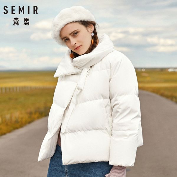 

semir winter jacket women plus size l womens parkas thicken outerwear solid coats short female slim cotton padded basic, Black