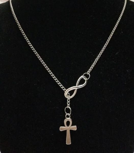 Горячая мода старинные древние серебряные красивые Ankh Cross Infinity подвески воротник свитер цепи кулон ожерелье ювелирные изделия подарок A208