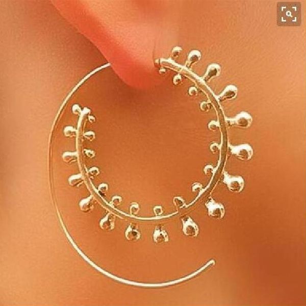 

erluer statement swirl hoop earring for women brincos gold silver color women's earrings steampunk party ethnic bohemian jewelry, Golden;silver