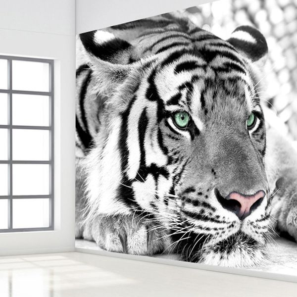 Custom 3d Photo Wallpaper Black White Animal Tiger Wall Painting Living Room Bedroom Entrance Background Wall Mural Wallpaper Wallpapers Hd Wallpapers