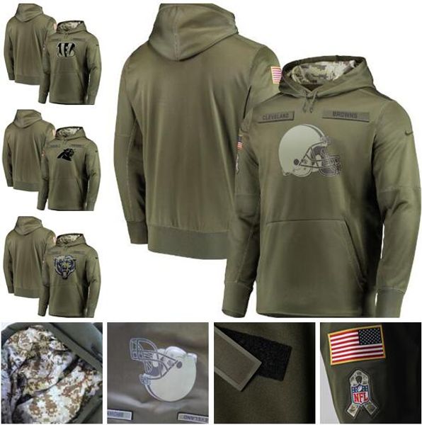 

men women youth chicago carolina cleveland cincinnati browns bengals panther bears 2019 sideline therma performance pullover hoodie - olive