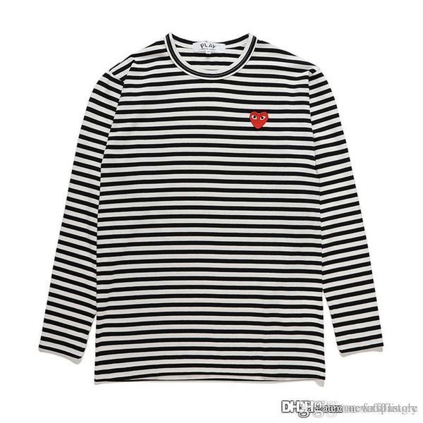 

2018 holiday heart c030a black play striped men's women com des garcons cdg play red heart long sleeve t-shirt, White