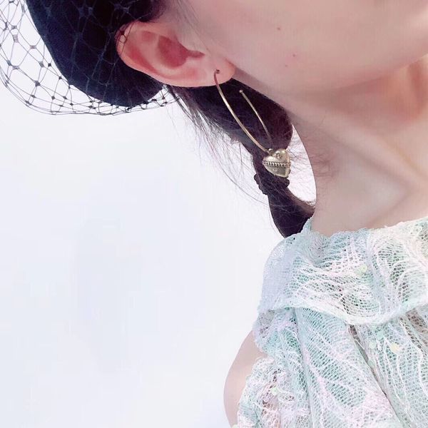 

hoop heart earring women female copper earrings dangle studs valentine's day gift jewelry, Golden