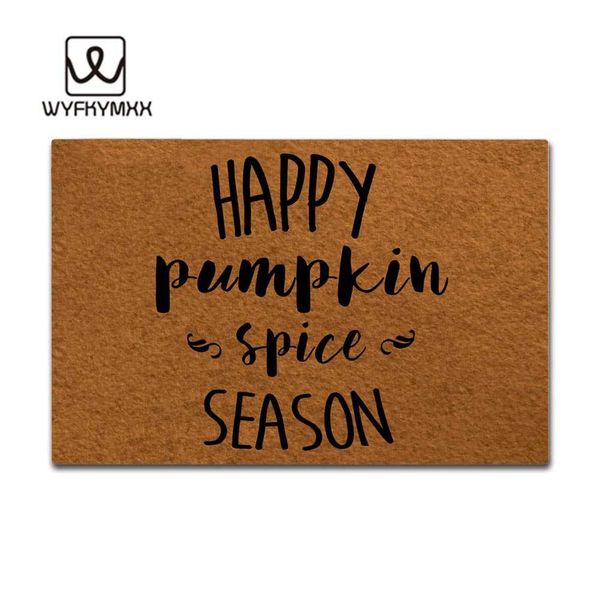 Funny Front Door Entrance Mats Happy Pumpkin Spice Season Woven