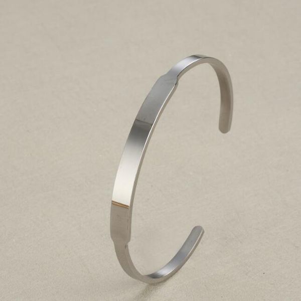 

personalized fashion stainless steel engraving inspirational cuff bangle charm silver/gold bracelet gift, White