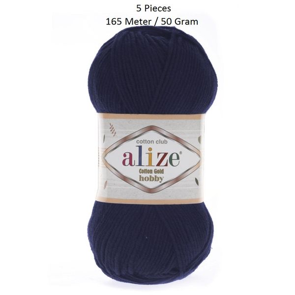 

5 pieces alize cotton gold hobby navy blue ( amigurumi yarn ) colour number: 58, Black;white