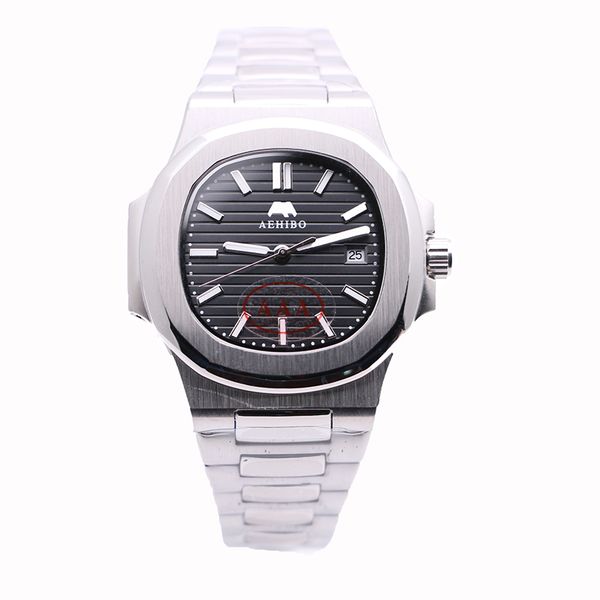

aehibo brand black dial nautilus automatic mechanical mens watch 42mm stainless steel mens watches wristwatches, Slivery;brown