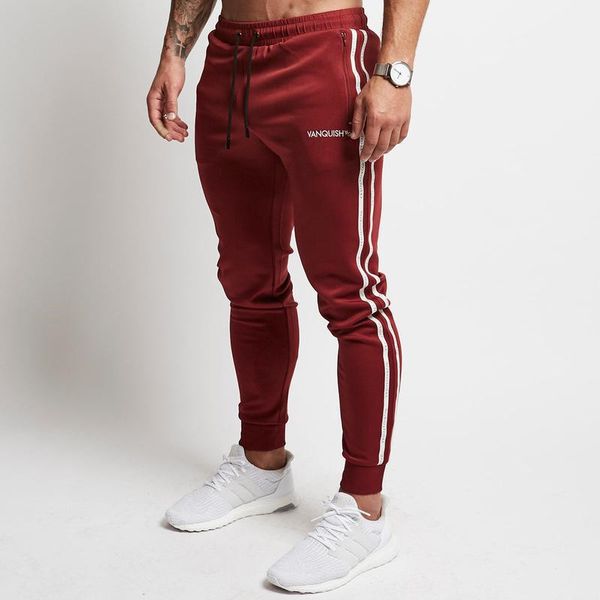 

mens joggers casual pants fitness men sportswear tracksuit bottoms skinny sweatpants trousers gray gyms jogger track pants, Black