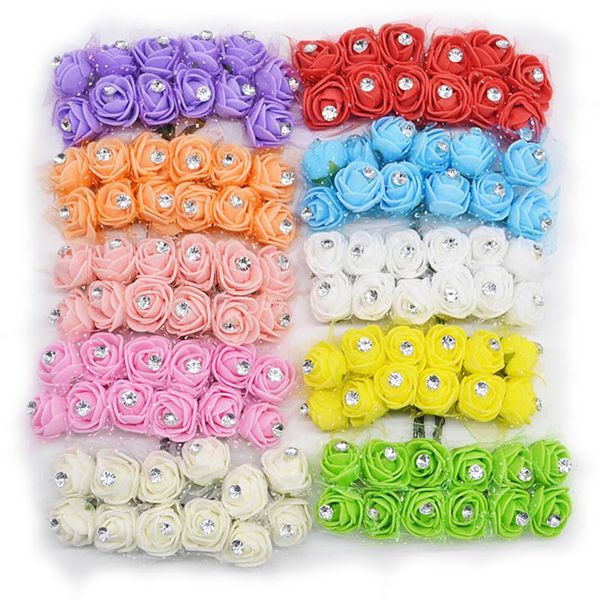 

72/144pcs 2cm mini pe foam rose head artificial flowers for diy bouquet wedding flower decoration scrapbooking fake rose flower