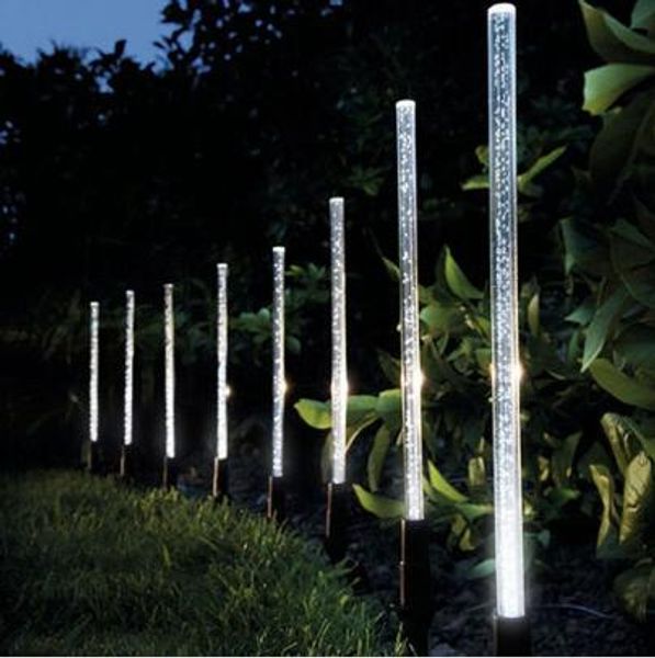 Solar Power Tubo Luzes Lâmpadas Acrílicas Bolha Pathway Lawn Decoração Jardim Stick Stake Light Luminária Setsolar Power Tube Luzes Lâmpada