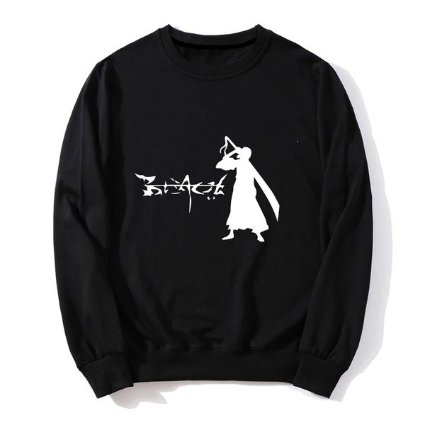 

cartoon bleach hoodies long sleeves o-neck sportwear jacket soild colorful hoodie casual winter men hoodies kurosaki ichigo, Black