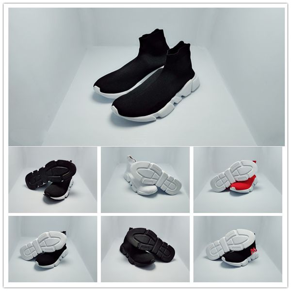 

2019 new luxury paris designer shoes triple s speed stretch knit sock mid sneakers casual shoes men women fashion trainers 36-47, Black