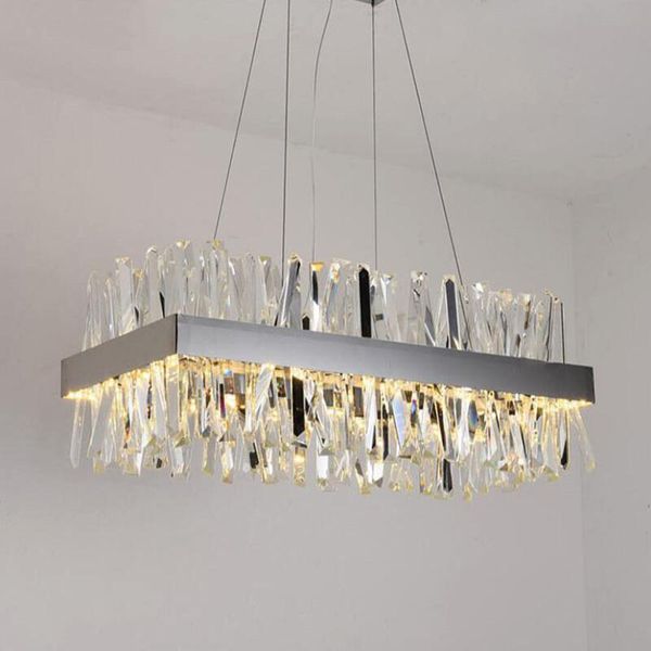 

rectangle luxury design modern crystal chandelier led light ac110v 220v luster cristal chrome dining room living room hang lamp