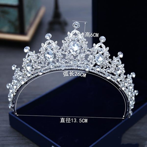 

игристое bling bling кристалл rhinestone украшенный свадебный венец новый дизайн невесты заставки лучшие продажи глава диадемы аксессуары hb, Silver