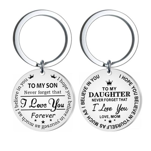 

yamily гравировка моего сын / моя дочери key ring я тебя люблю forever из нержавеющей стали брелок семьи ювелирных подарков, Silver
