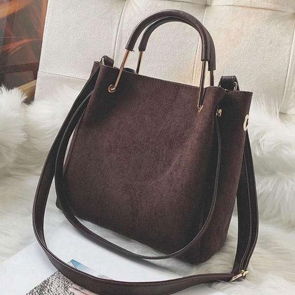 

female solid color shoulder bags vintage leather women's tote bags faux suede crossbody ladies handbags and purses