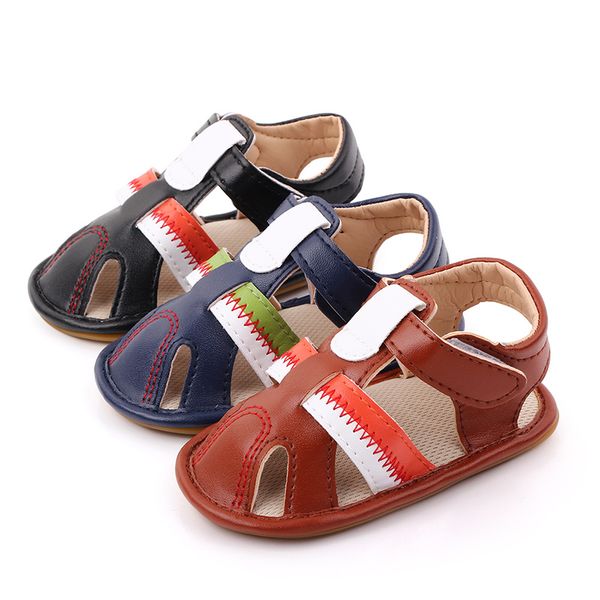 

baby boys summer breathable anti-slip shoes baotou sandals toddler soft soled first walkers sandals, Black;red