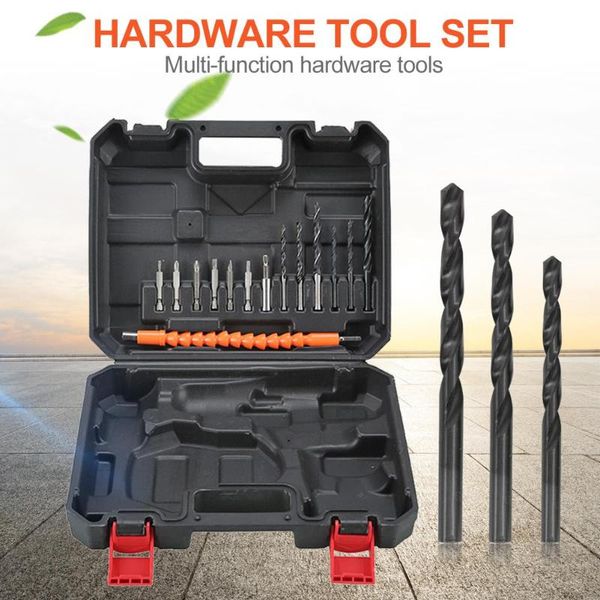 

25pcs household toolbox set multi-function abs case durable practical electric drill bits hardware tool kit 255x215x55mm