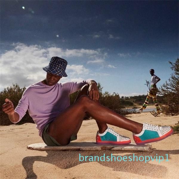 

дизайнерская обувь red bottom junior spikes seavaste 2 orlato тренеры настоящая телячья кожа лакированная замша кожаная обувь мужская плоска, Black