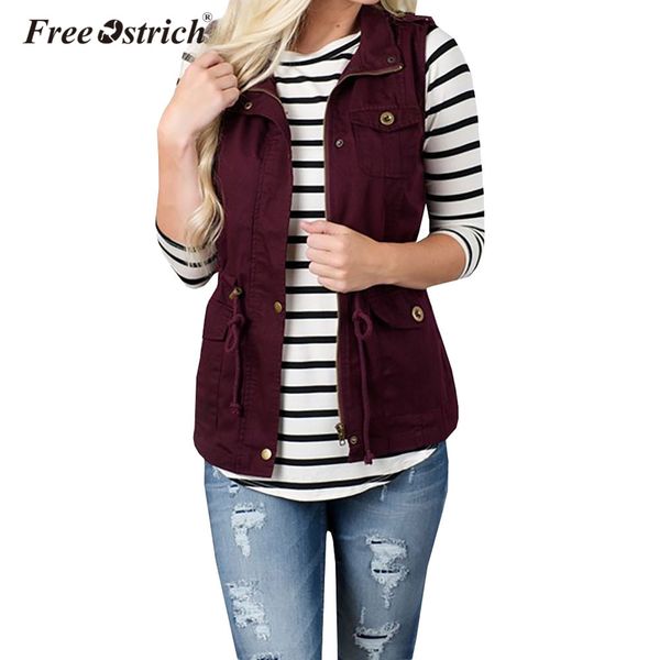 

ostrich vest women casual cardigan solid zipper button sleeveless turn-down collar breasted woman coat l0140, Black;white