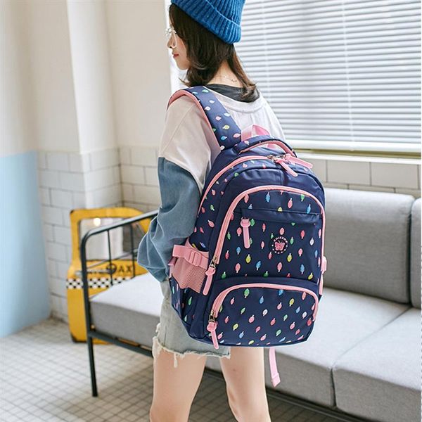

1pc fashion print backpack students bookbag schoolbag travelling bag large capacity daypack (dark blue
