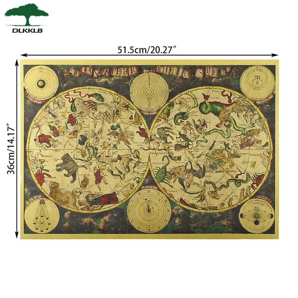 

dlkklb vintage zodiac constellation map style retro kraft paper poster gifts ancient poster wall sticker 51.5x36cm other home decor