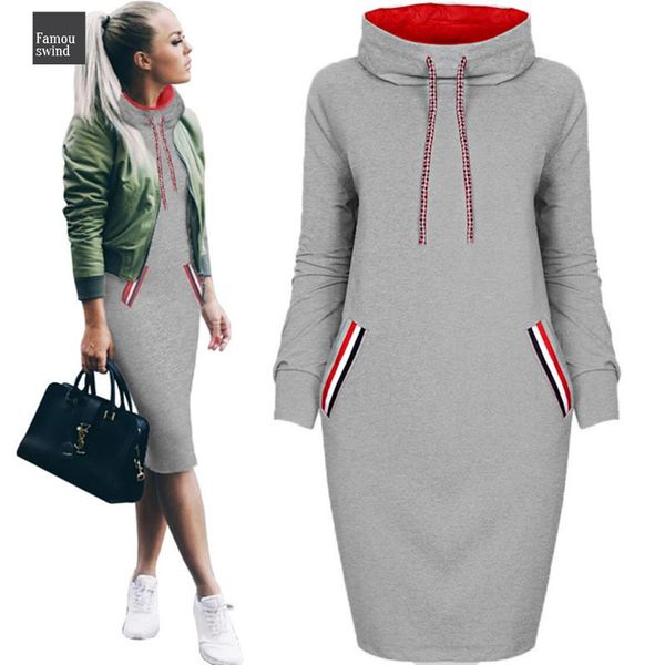 

платье зимы женщин midi cap рукавом тонкий с длинным рукавом с карманом hoodie hoody платья s 3xl теплое платье дизайнер одежды, Black;gray